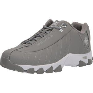 K-swiss Men's Gray/silver Wide Tennis Dad Walking Leather Upper Sneaker Shoes
